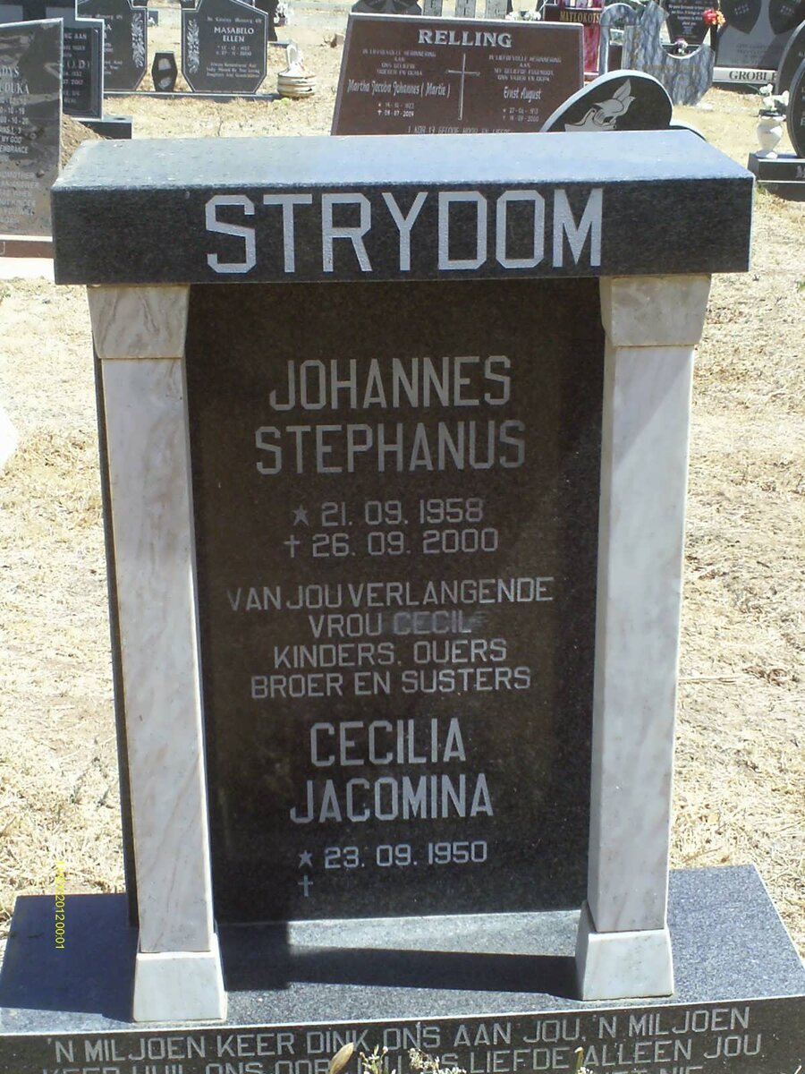 STRYDOM Johannes Stephanus 1958-2000 &amp; Cecilia Jacomina 1950-