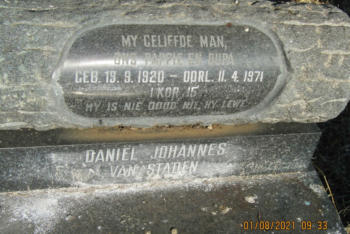 STADEN Daniel Johannes, van 1920-1971
