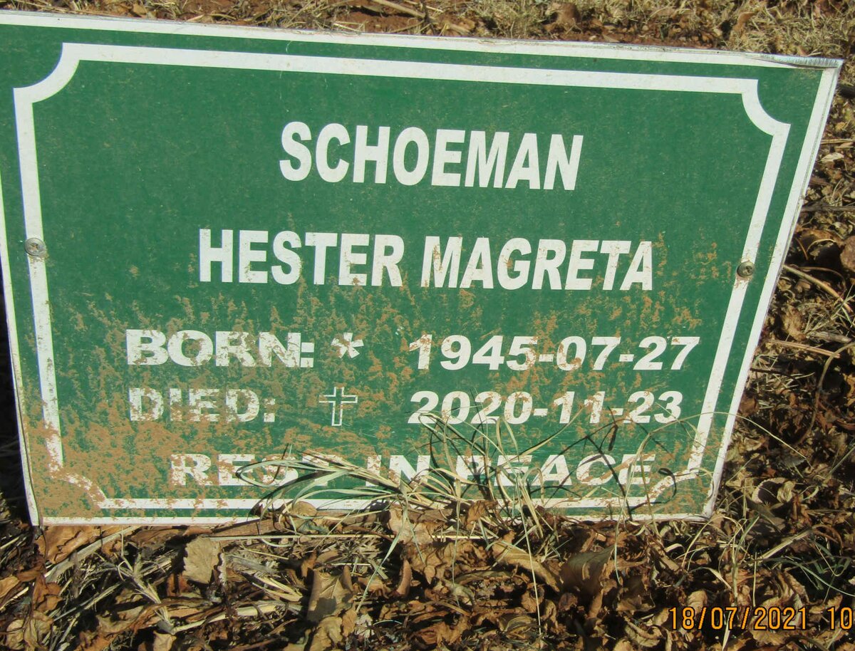 SCHOEMAN Hester Magreta 1945-2020