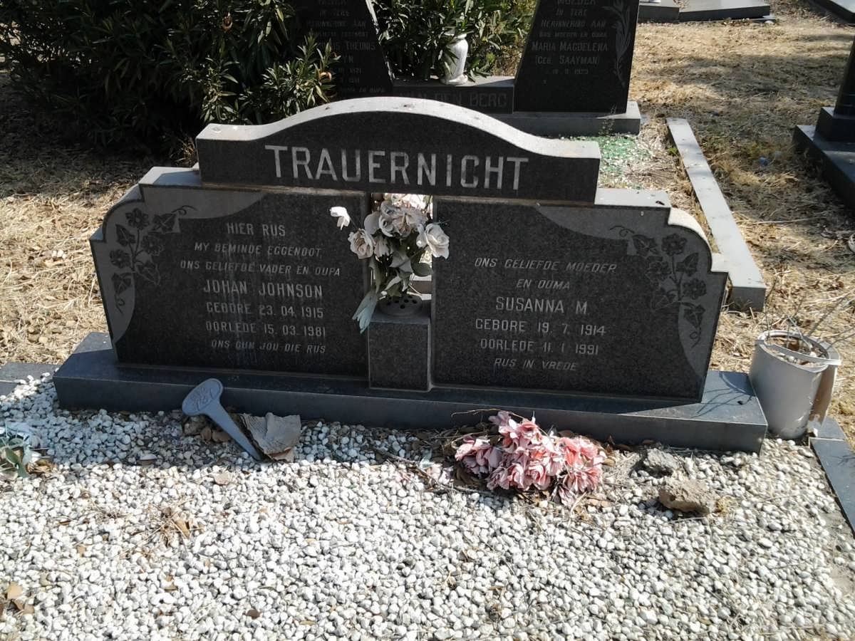 TRAUERNICHT Johan Johnson 1915-1981 &amp; Susanna M. 1914-1991