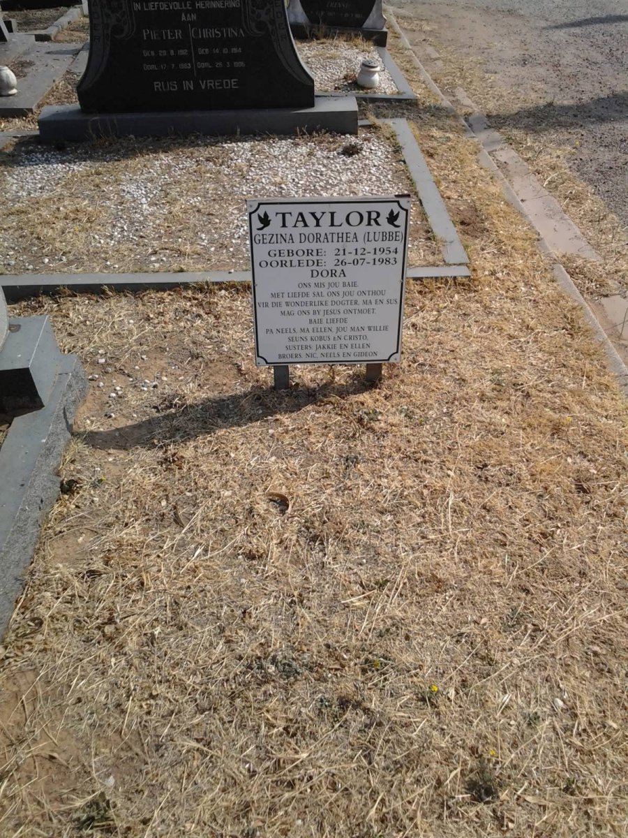 TAYLOR Gezina Dorathea nee LUBBE 1954-1983 