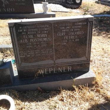 WEPENER Gert Jacobus Petrus 1915- &amp; Elsie Maria POSTHUMUS 1923-1992