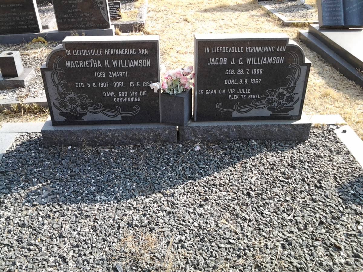 WILLIAMSON Jacob J.C. 1906-1967 &amp; Magrietha H. ZWART 1907-1997