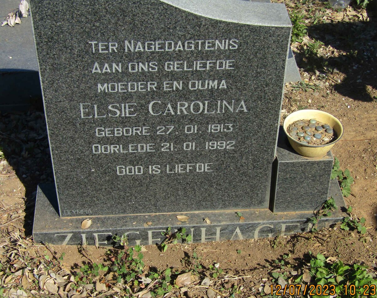 ZIEGENHAGEN Elsie Carolina 1913-1992