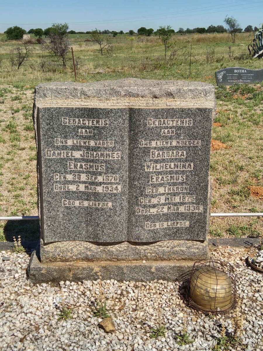 ERASMUS Daniel Johannes 1870-1934 & Barbara Wilhelmina THERON 1875-1934