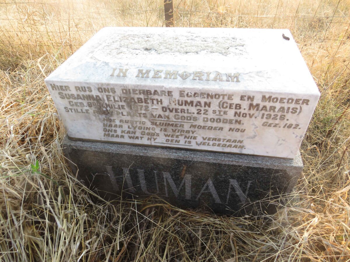 HUMAN Susanna Elizabeth nee MARAIS 1872-1926