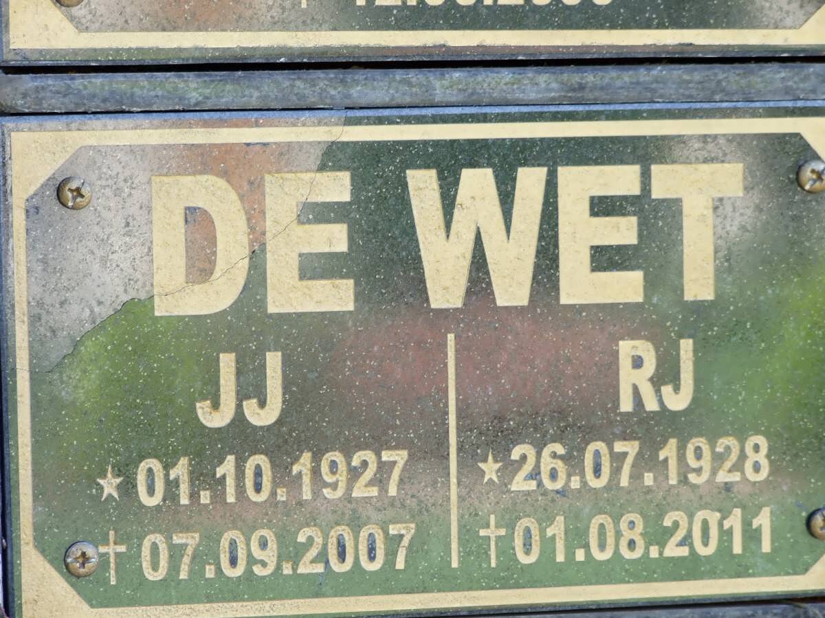 WET J.J., de 1927-2007 &amp; R.J. 1928-2011