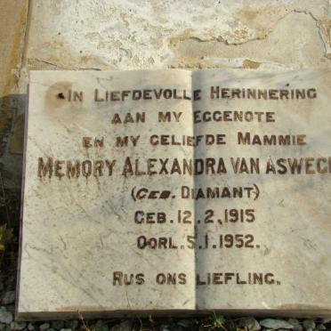 ASWEGEN Alexandra, van nee DIAMANT 1915-1952