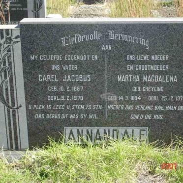 ANNANDALE Martha Magdalena née GREYLING 1894-1976