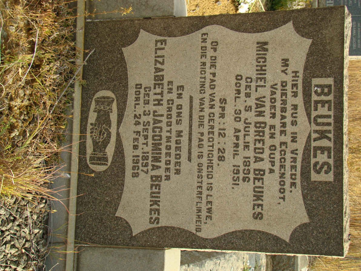 BEUKES Michiel Van Breda 1896-1951 &amp; Elizabeth Jacomina 1897-1968