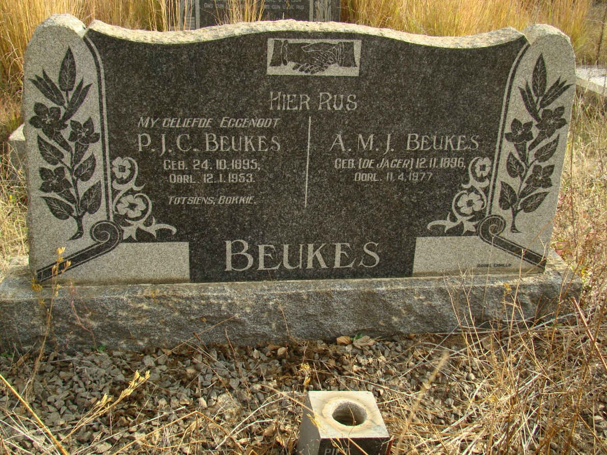BEUKES P.J.C. 1895-1953 &amp; A.M.J. DE JAGER 1896-1977