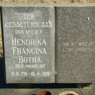 BOTHA Hendrika Francina nee PRINSLOO 1911-1981