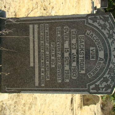 BACKSTROM Jacobus Andries, von 1903-1918