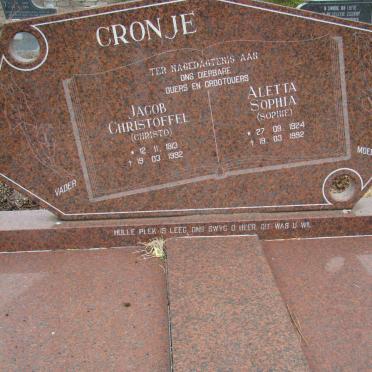 CRONJE Jacob Christoffel 1913-1992 &amp; Aletta Sophia 1924-1992