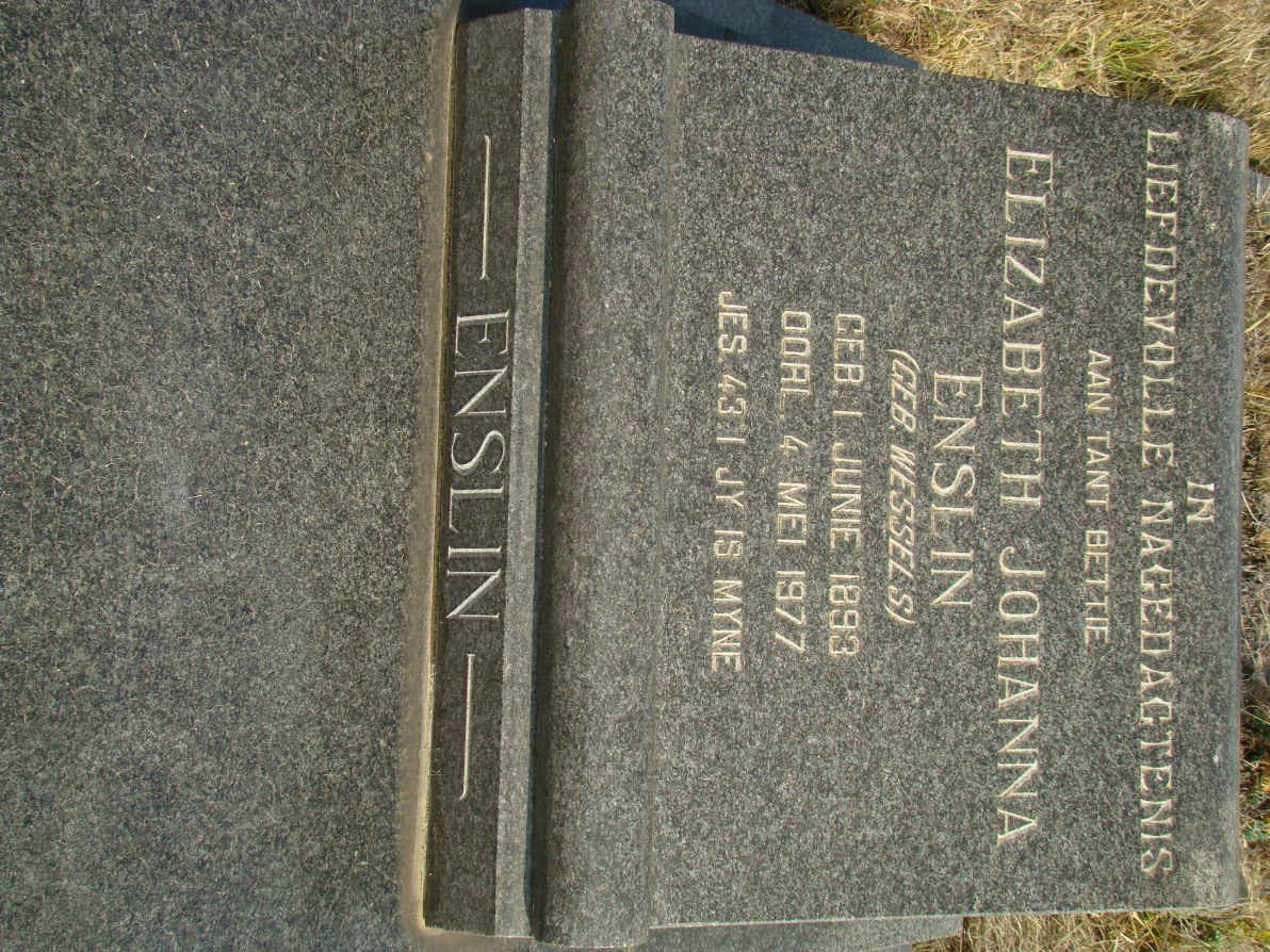 ENSLIN Elizabeth Johanna nee WESSELS 1893-1977