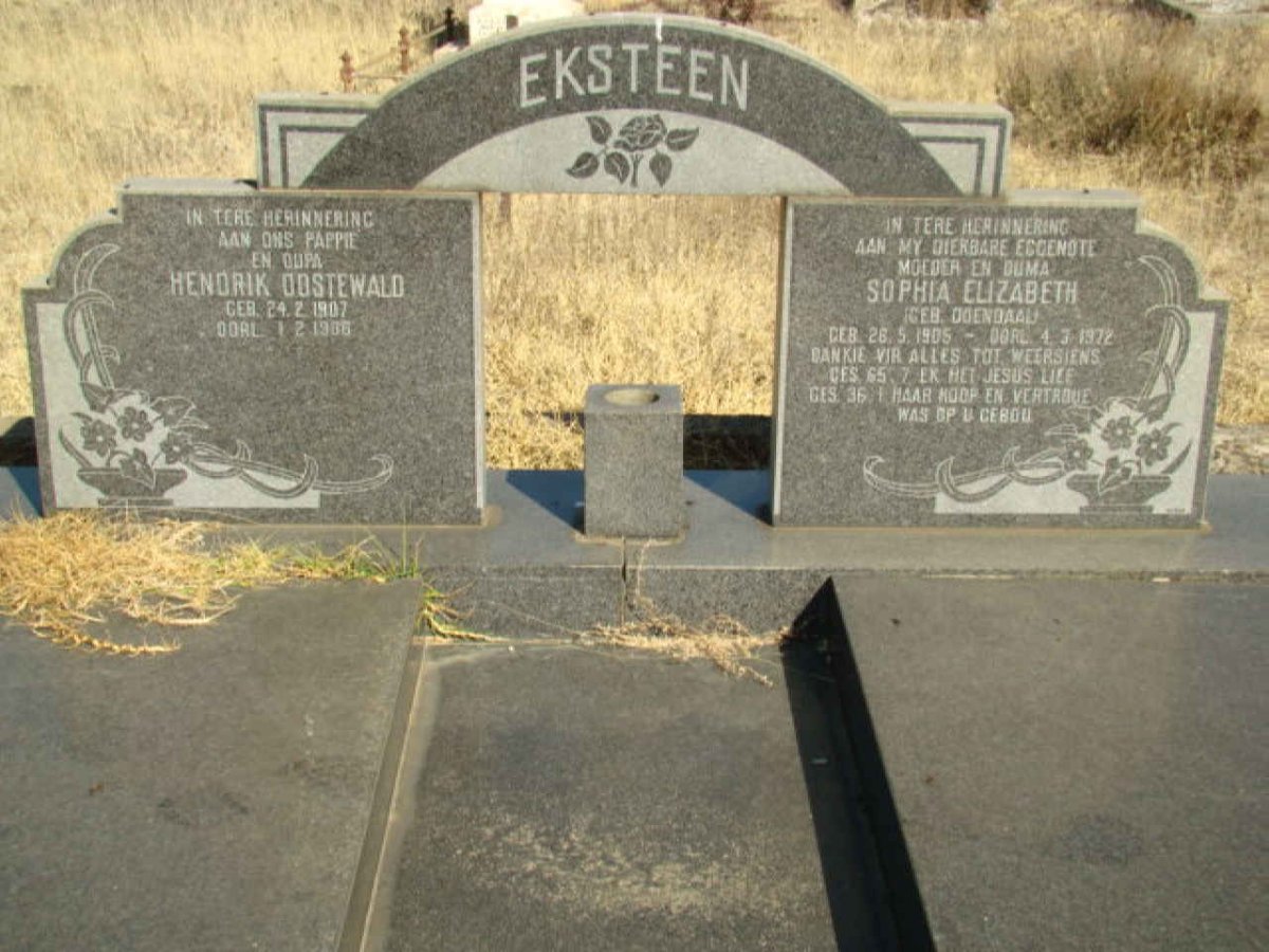 EKSTEEN Hendrik Oostewald 1907-1966 &amp; Sophia Elizabeth ODENDAAL 1905-1972