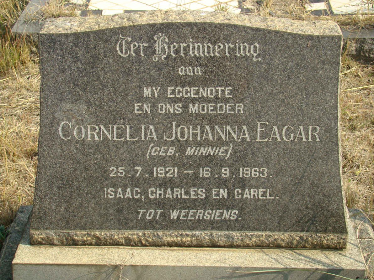 EAGAR Cornelia Johanna nee MINNIE 1921-1963