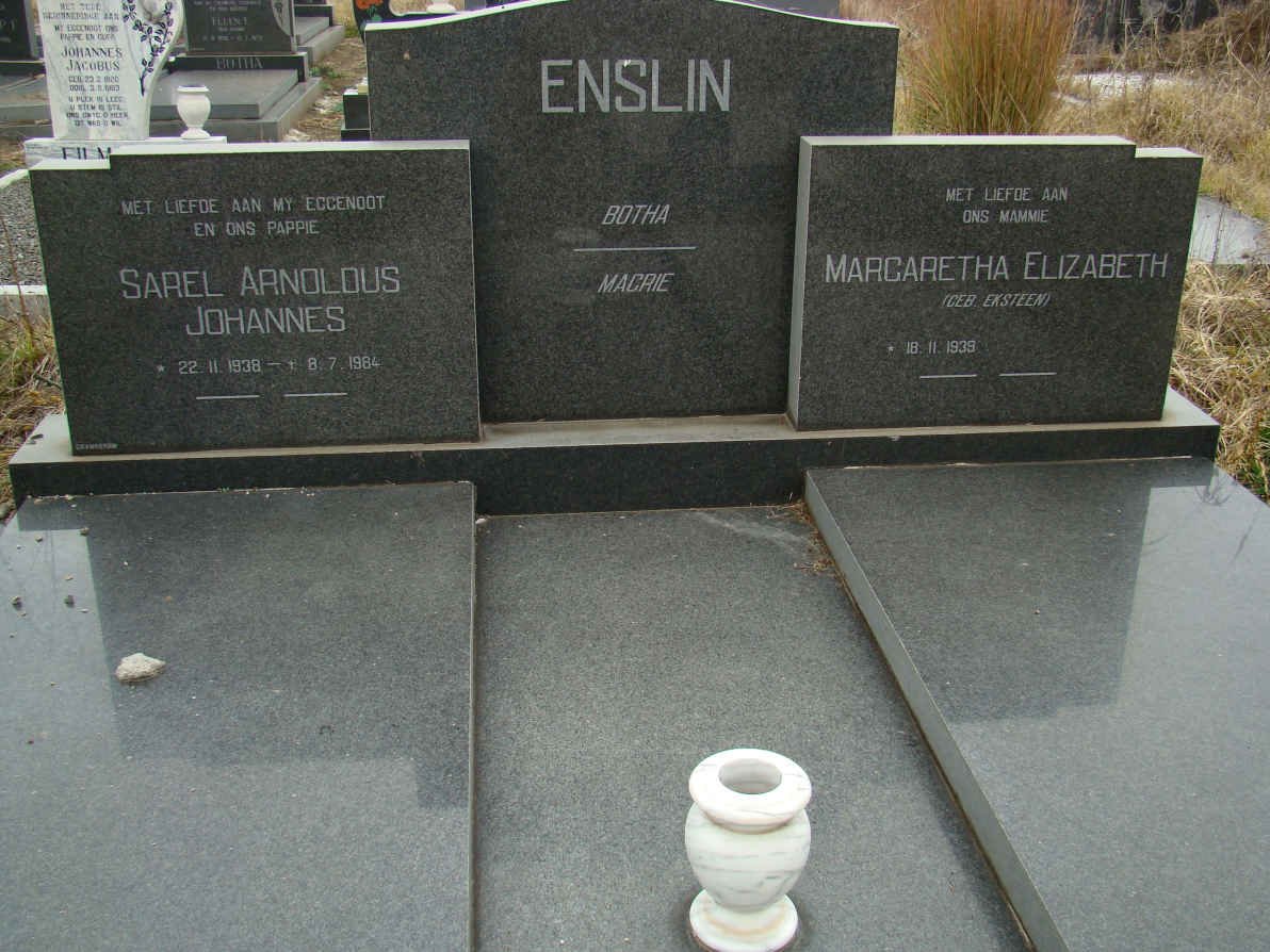 ENSLIN Sarel Arnoldus Johannes 1938-1984 &amp; Margaretha Elizabeth EKSTEEN 1939-