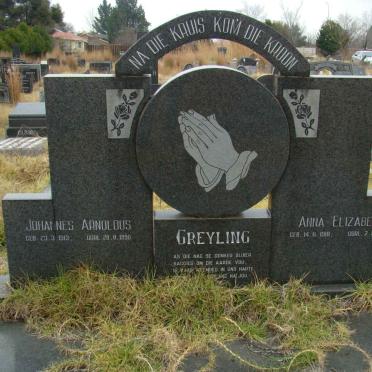 GREYLING Johannes Arnoldus 1913-1990 &amp; Anna Elizabeth 1918-1980