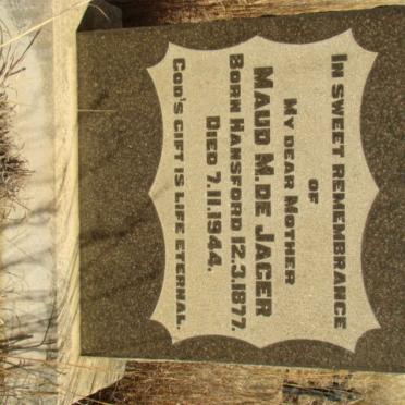 JAGER Maud M., de nee HANSFORD 1877-1944