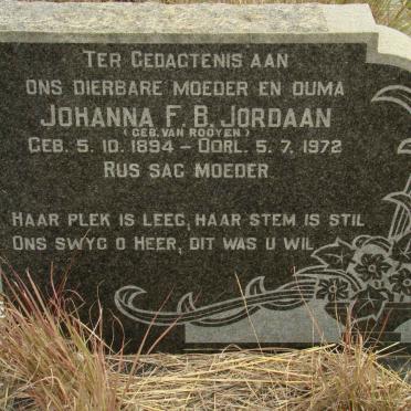 JORDAAN Johanna F.B. nee VAN ROOYEN 1894-1972