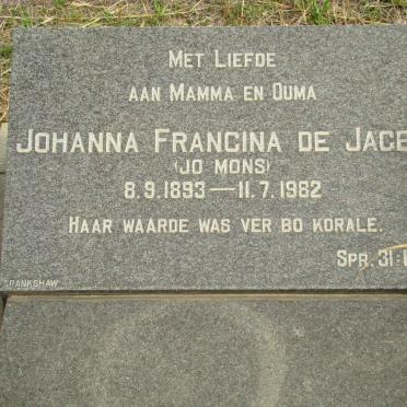 JAGER Johanna Francina, de 1893-1982