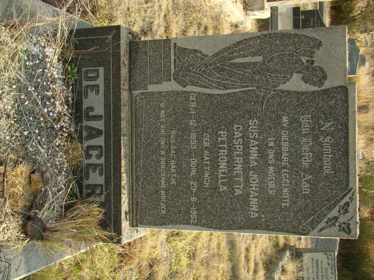 JAGER Susanna Johanna Caspernetta Petronella, de nee HATTINGH 1893-1952