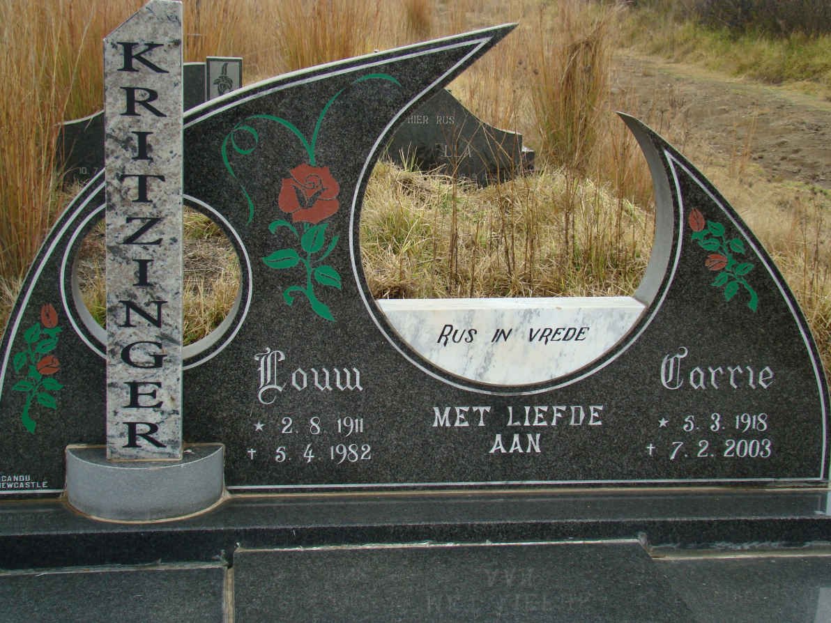 KRITZINGER Louw 1911-1982 &amp; Corrie 1918-2003