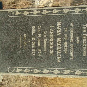 LABUSCHAGNE Maria Magdalena nee SCHMIDT 1874-1937