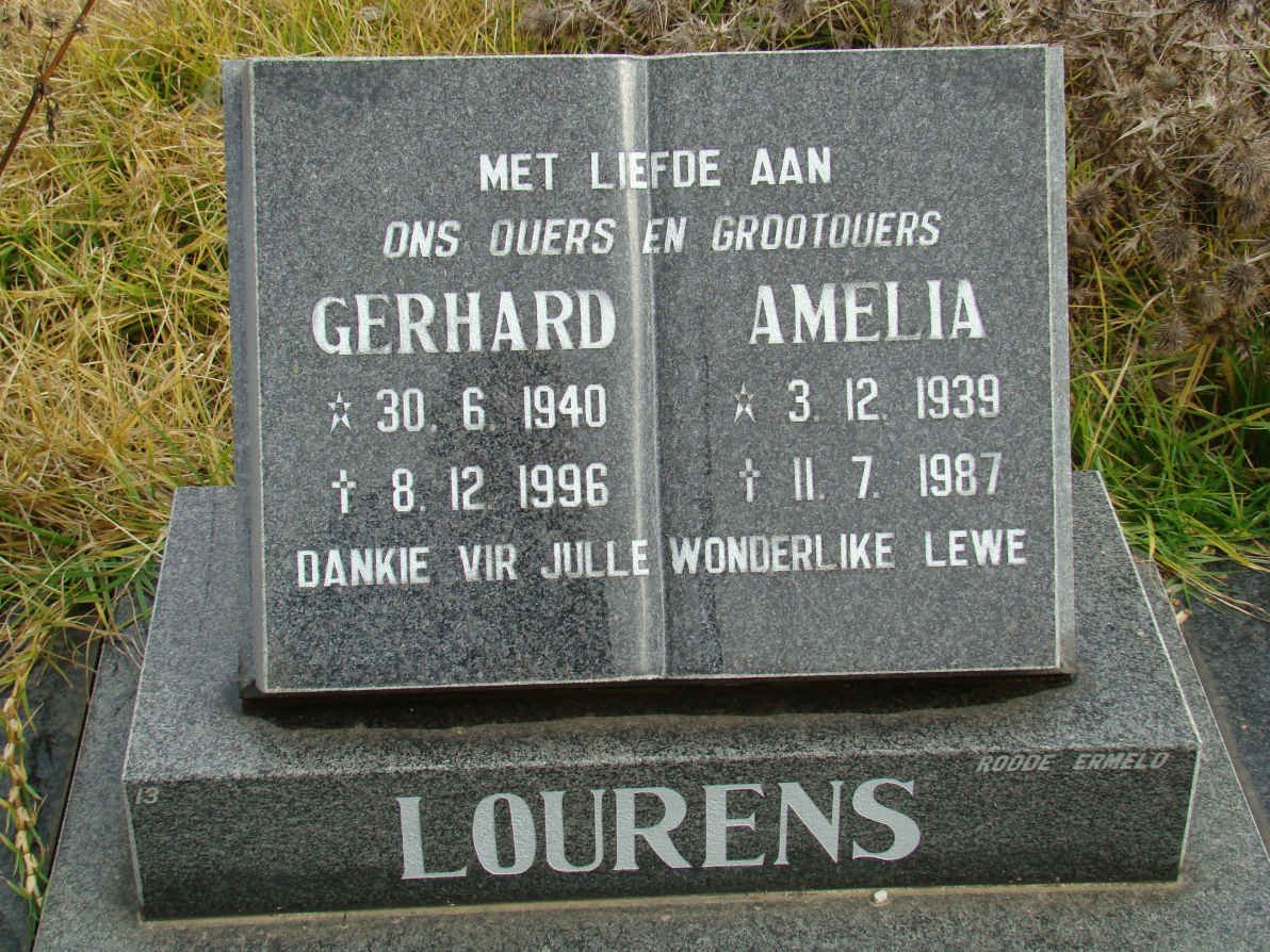 LOURENS Gerhard 1930-1996 &amp; Amelia 1939-1987