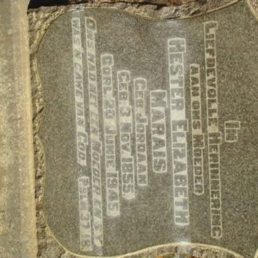 MARAIS Hester Elizabeth nee JORDAAN 1855-1945