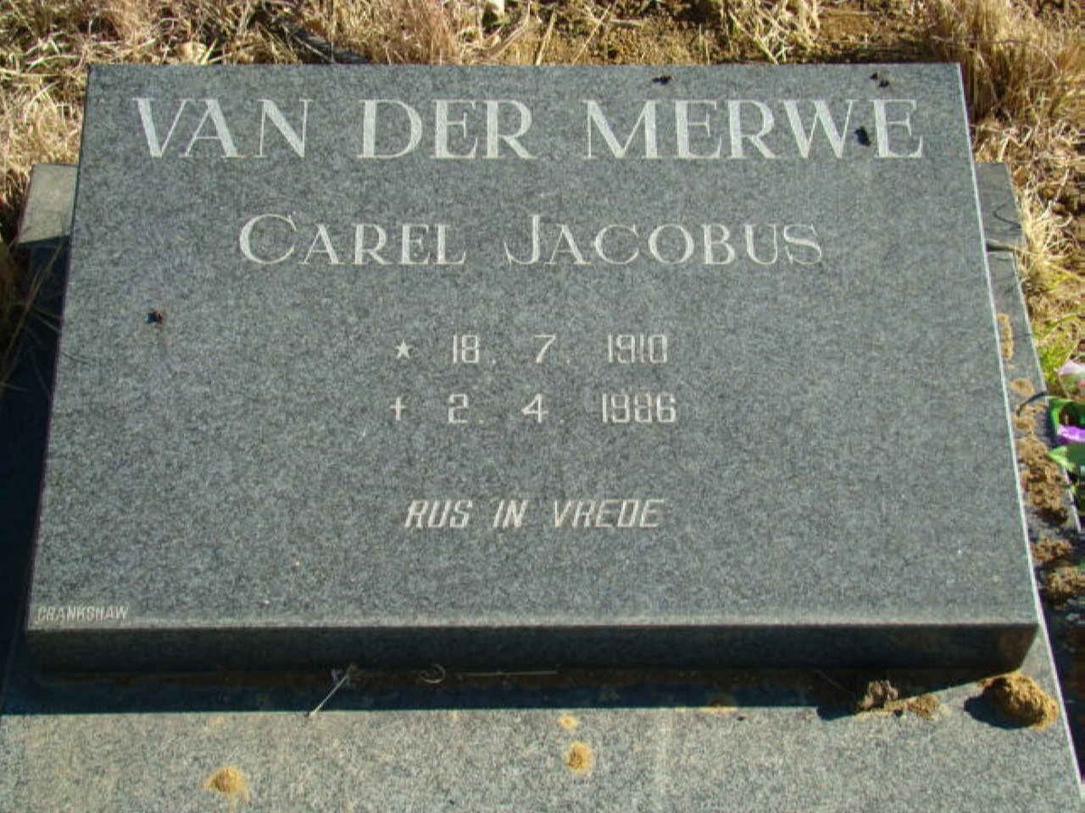 MERWE Carel Jacobus,v.d 1910-1986