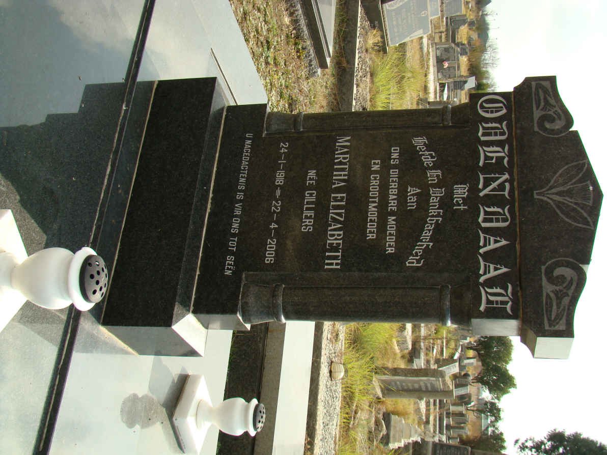 ODENDAAL Martha Elizabeth nee CILLIERS 1918-2006