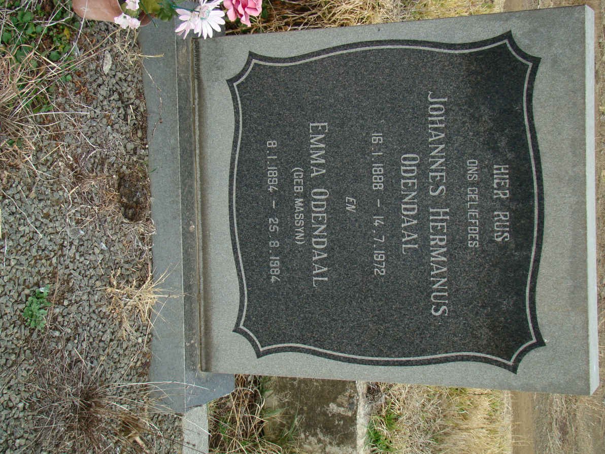 ODENDAAL Johannes Hermanus 1888-1972 &amp; Emma MASSYN 1894-1984