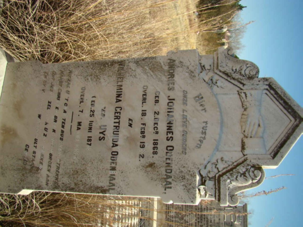 ODENDAAL Andries Johannes 1868-19?2 &amp; Wilhelmina Gertruida UYS 187?-?