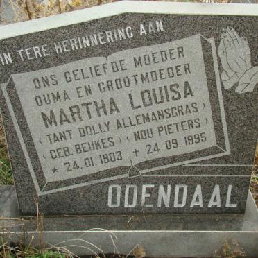 PIETERS Martha Louisa formerly ODENDAAL nee BEUKES 1903-1995