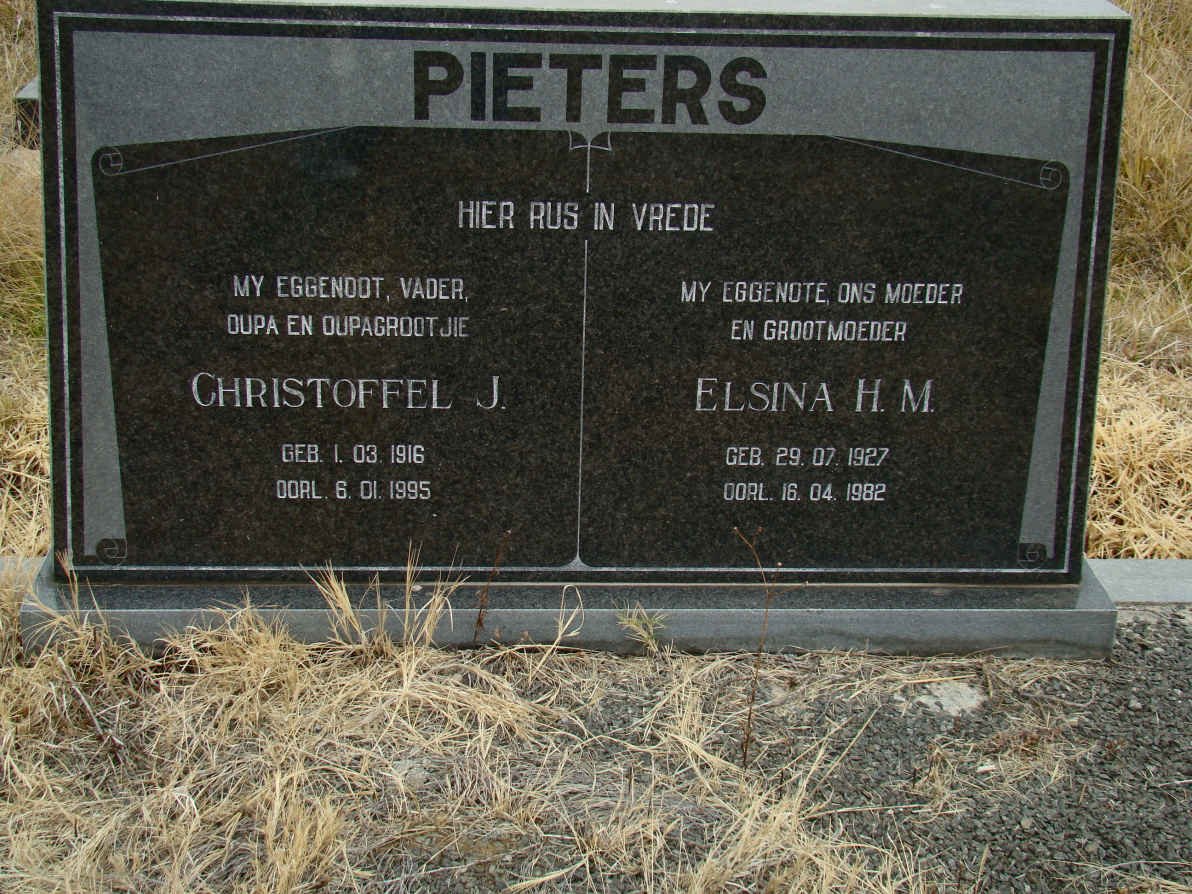 PIETER Christoffel J. 1916-1995 &amp; Elsina H.M. 1927-1982