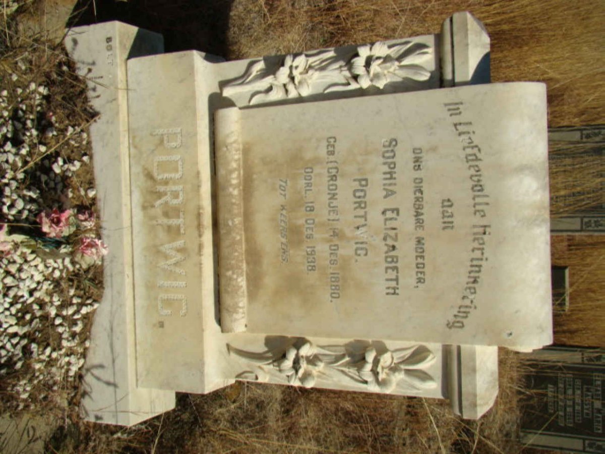 PORTWIG Sophia Elizabeth nee CRONJE 1880-1938