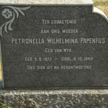 PAPENFUS Petronella Wilhelmina nee VAN WYK 1872-1943