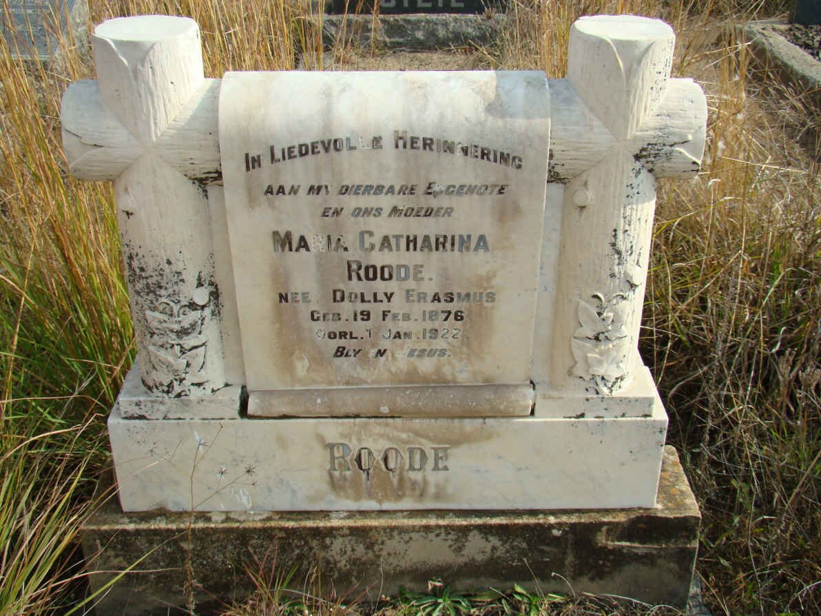 ROODE Maria Catharina nee ERASMUS 1876-1922