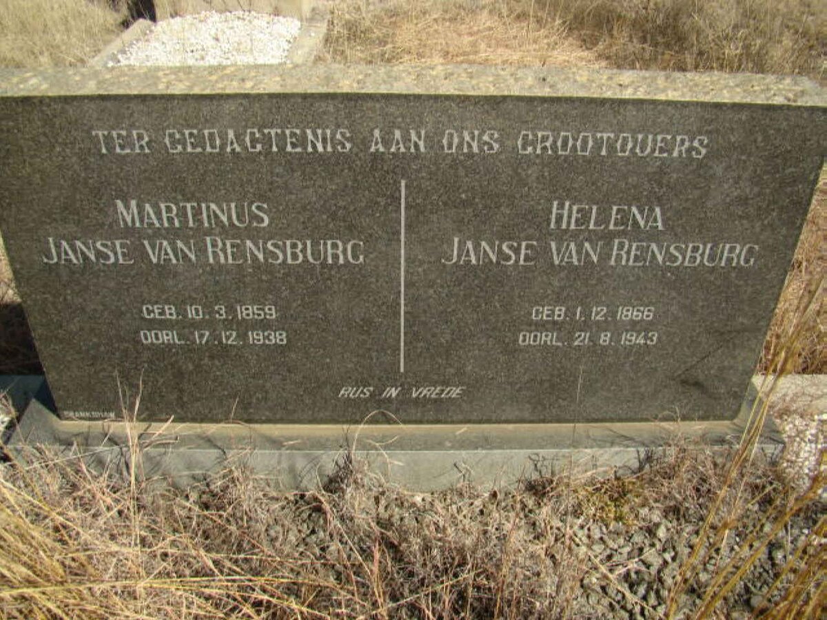 RENSBURG Martinus, Janse van 1859-1938 &amp; Helena 1866-1943