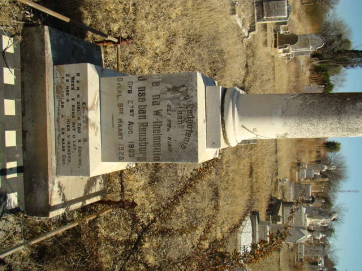 RENSBURG Helena Wilhelmina, Janse van 1903-1925