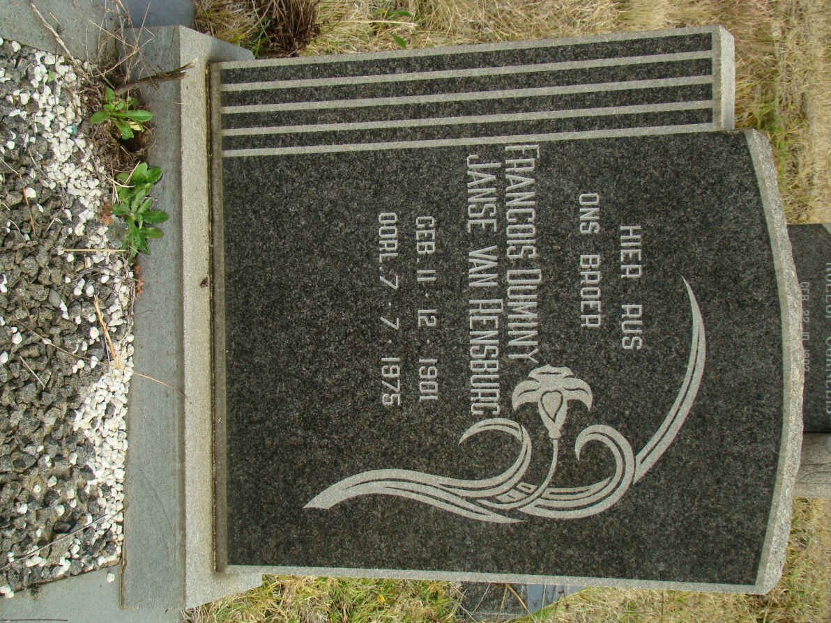 RENSBURG Francois Duminy, Janse van 1901-1975