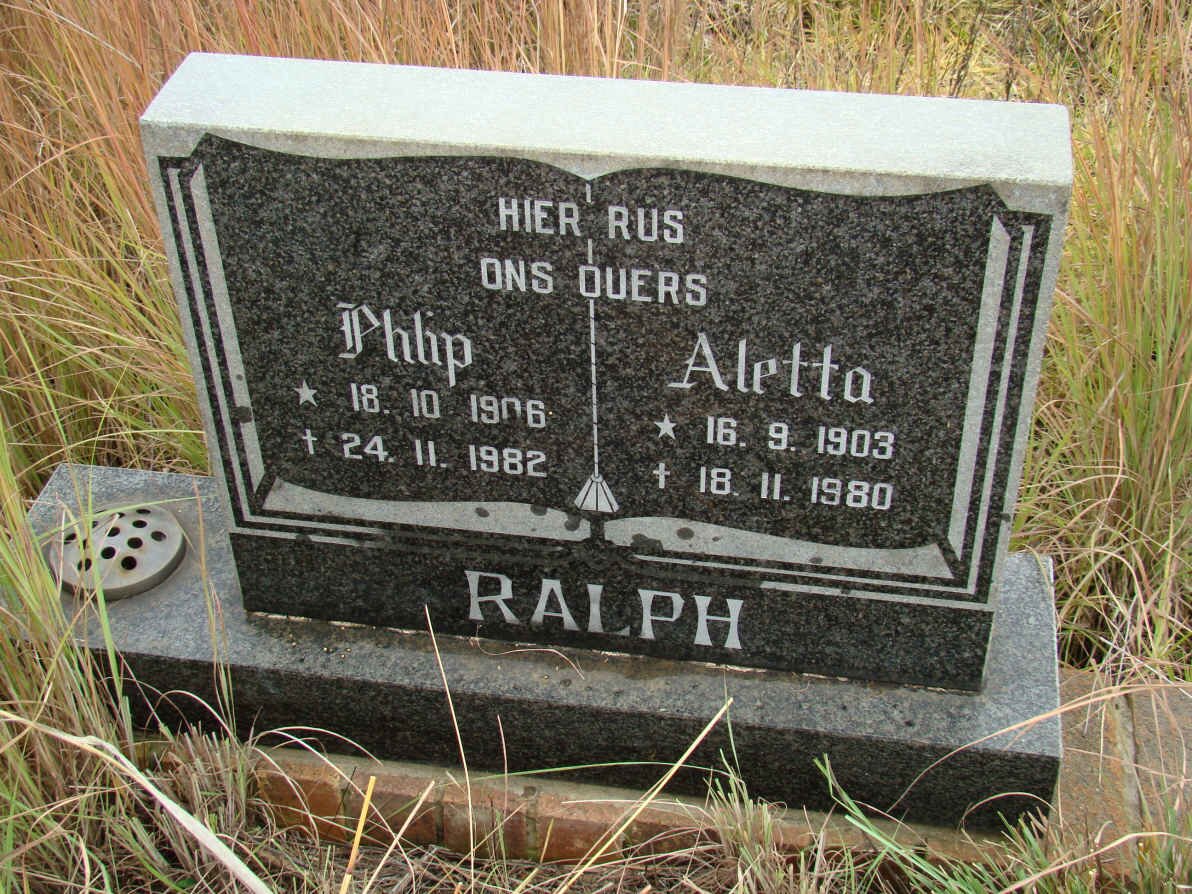 RALPH Philip 1906-1982 &amp; Aletta 1903-1980