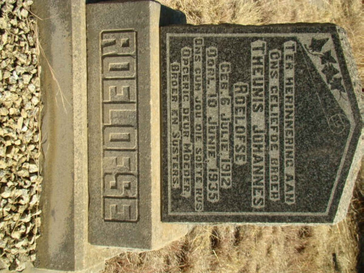 ROELOFSE Theunis Johannes 1912-1935