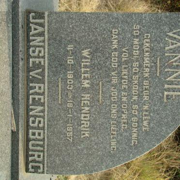 RENSBURG Willem Hendrik, Janse van 1903-1957