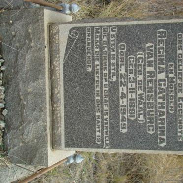 RENSBURG Regina Catharina, van nee DE WAAL 1891-1949