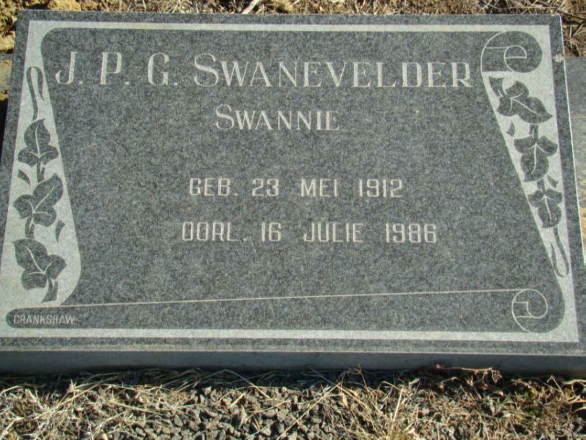 SWANEVELDER J.P.G. 1912-1986