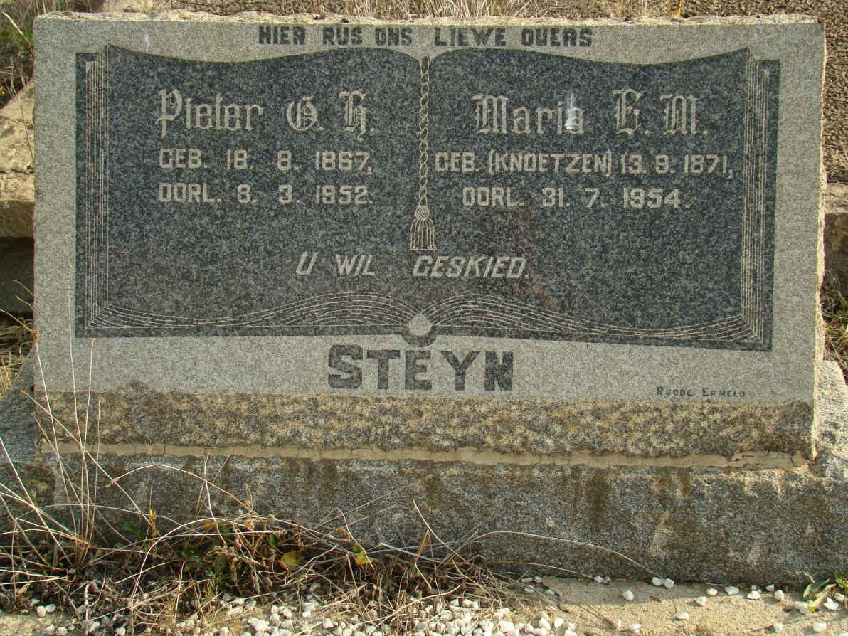 STEYN Pieter G.H. 1867-1952 &amp; Maria E.M. KNOETZEN 1871-1954