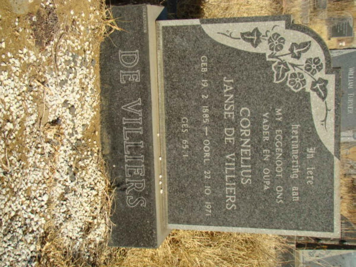 VILLIERS Cornelius Janse, de 1885-1971